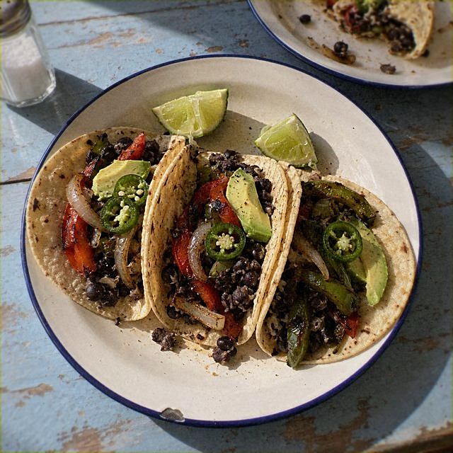 Pepper and Black Bean Tacos