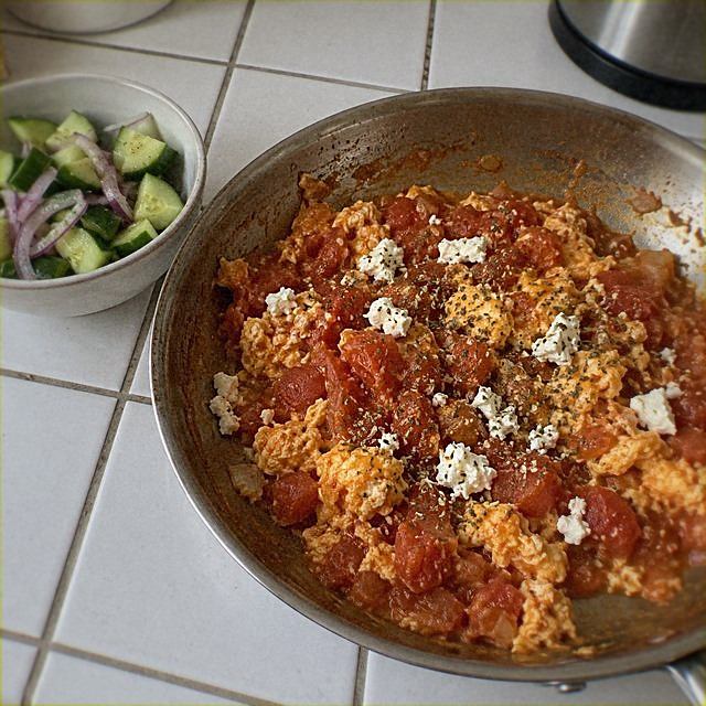 Strapatsada (Greek Scrambled Eggs with Feta)