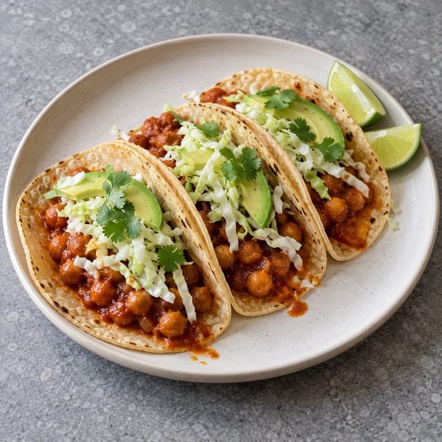 Chickpea Tinga Tacos with Lime Cabbage
