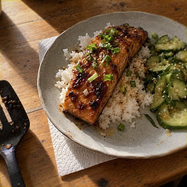 Teriyaki Salmon with Cucumber Salad
