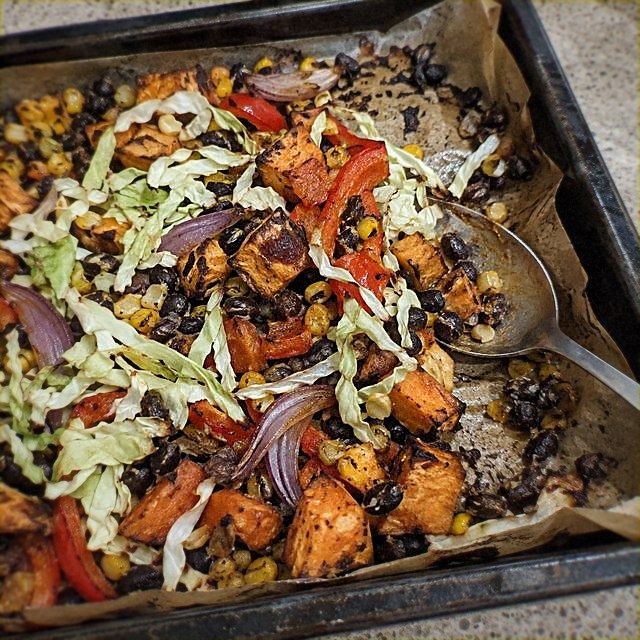 Sweet Potato Bowls with Black Beans and Slaw